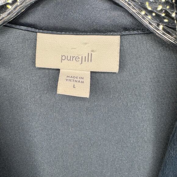 Pure Jill Velvet Tunic‎ Top Women’s Large Blue Long Sleeve Soft Stretch Relaxed - Picture 6 of 6